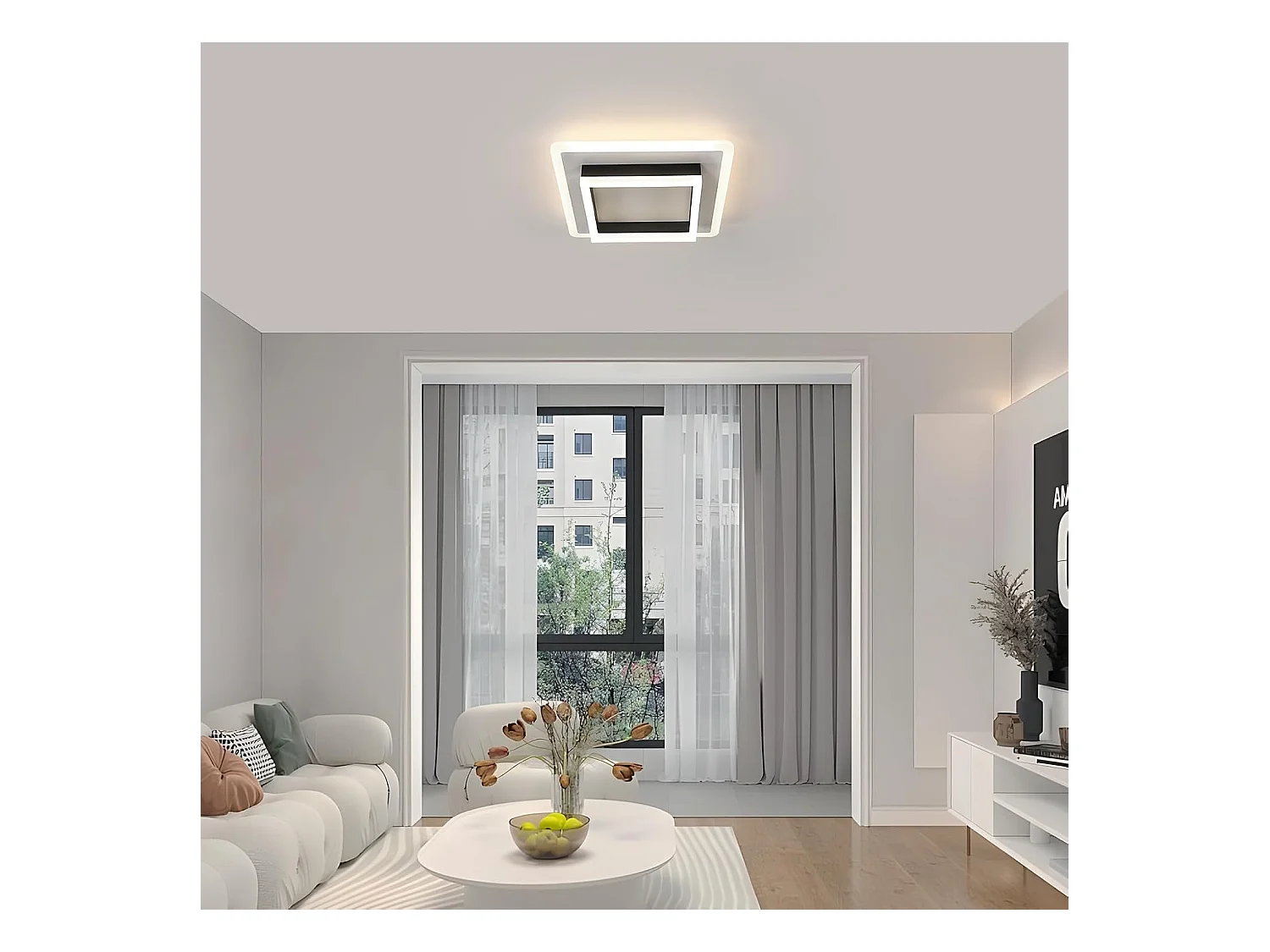 Plafonnier LED Carré, 30W 3300LM Luminaire Plafonnier LED 4500K Blanc Naturel, Lampe de Plafond Moderne pour Chambre, Salle à Manger, Cuisine, Couloir