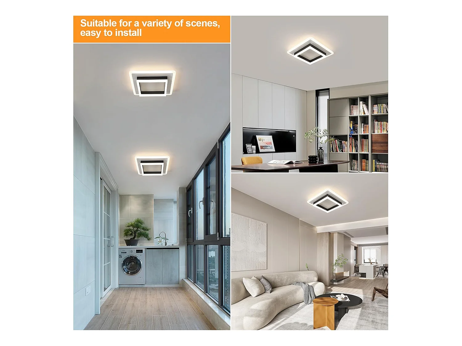 Plafonnier LED Carré, 30W 3300LM Luminaire Plafonnier LED 4500K Blanc Naturel, Lampe de Plafond Moderne pour Chambre, Salle à Manger, Cuisine, Couloir