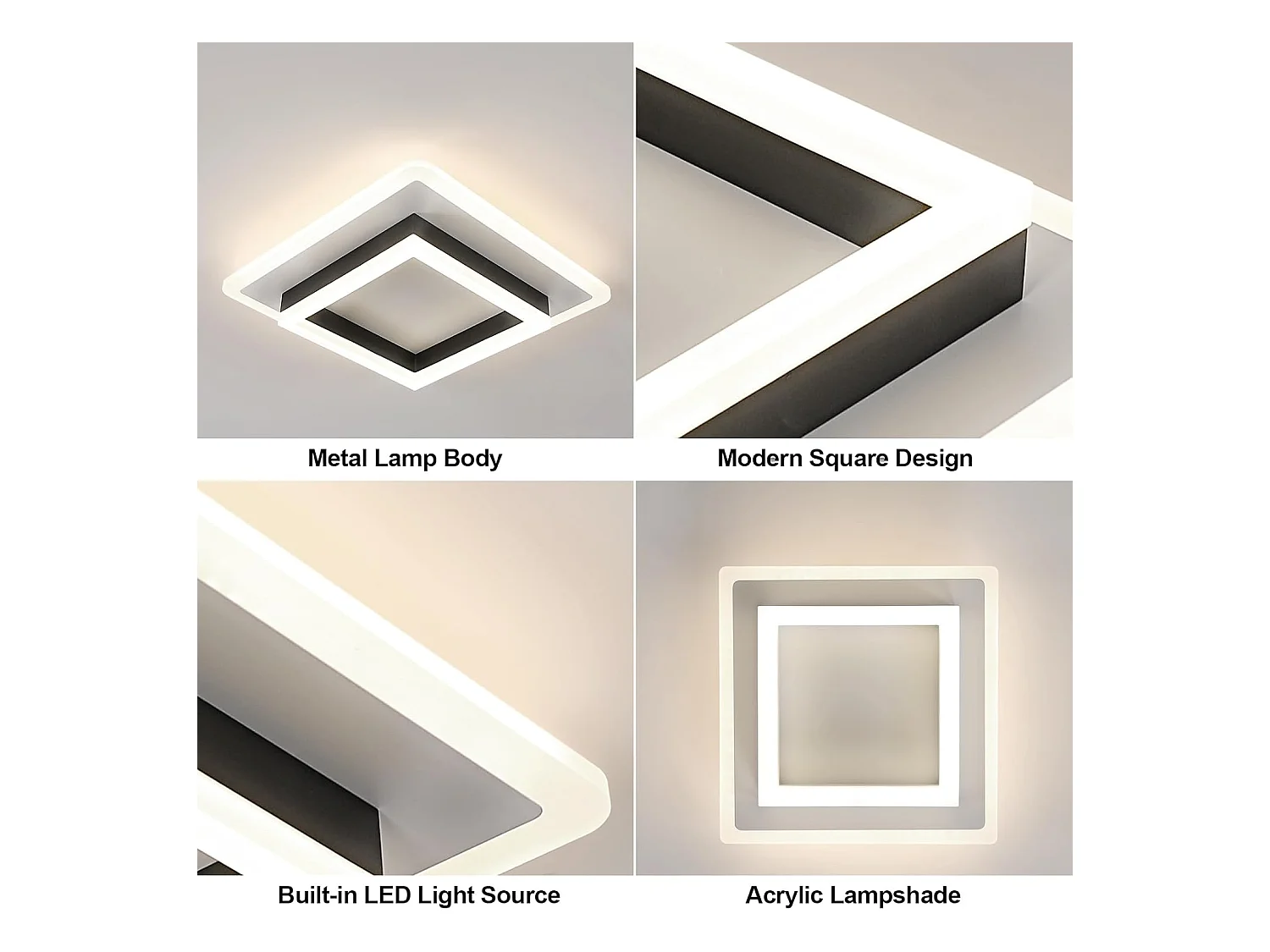 Plafonnier LED Carré, 30W 3300LM Luminaire Plafonnier LED 4500K Blanc Naturel, Lampe de Plafond Moderne pour Chambre, Salle à Manger, Cuisine, Couloir