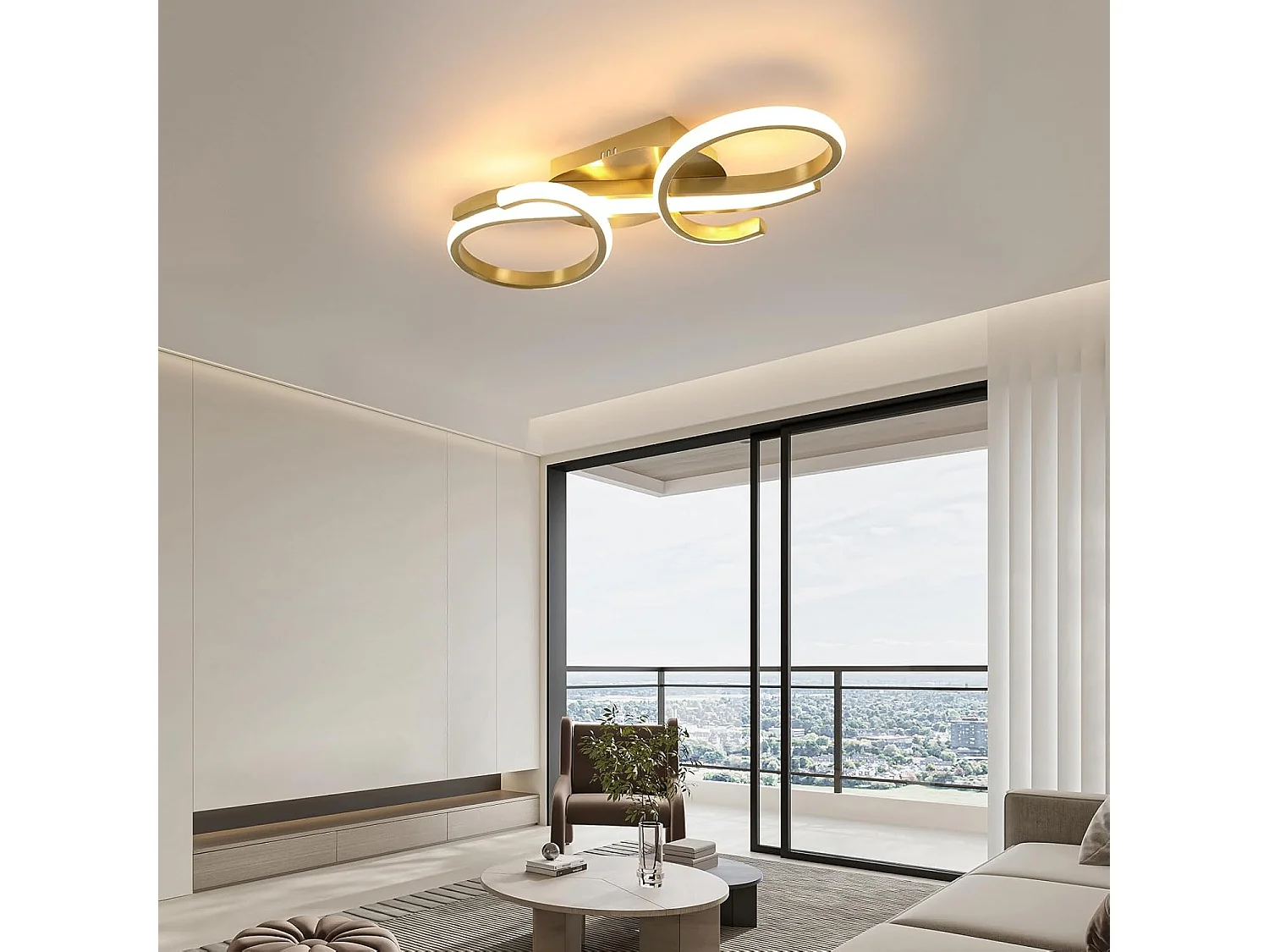 Plafonnier LED Moderne 36W Blanc Chaud 3000K - Luminaire en Acrylique pour Salon, Chambre, Cuisine