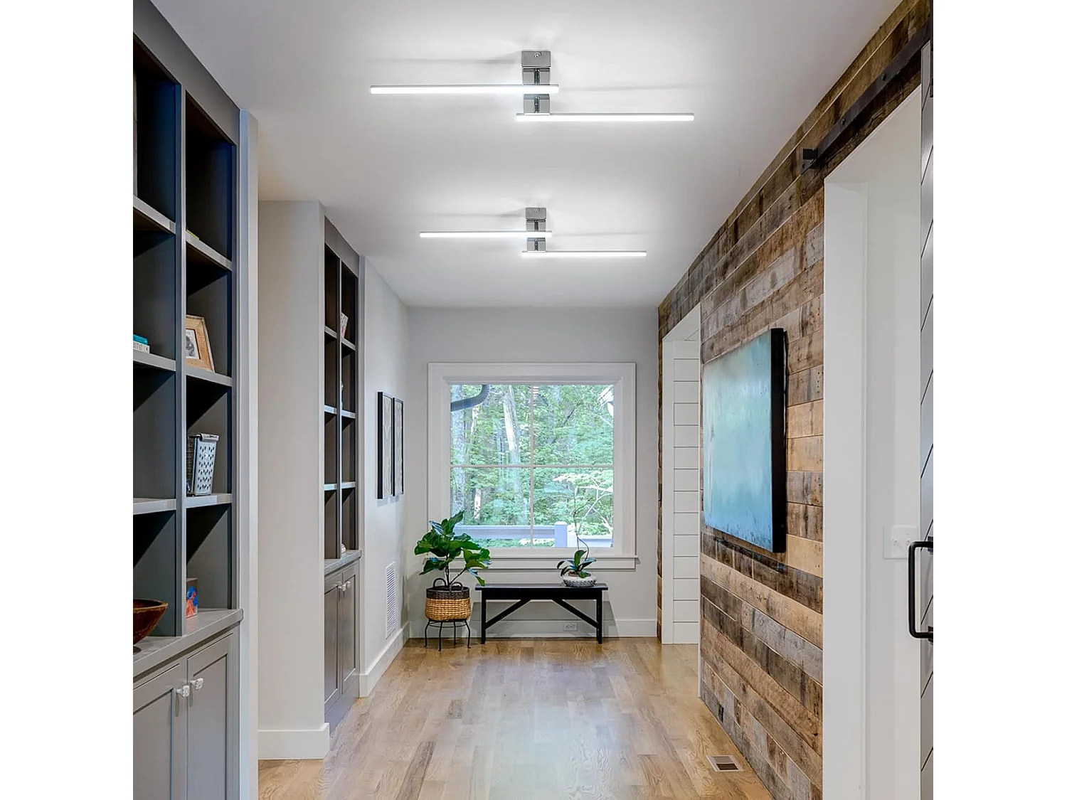 Plafonnier LED Rotatif 2 Lumières 15W 1350LM Blanc Froid 6500K - Luminaire Moderne pour Salon, Chambre, Cuisine (83cm)