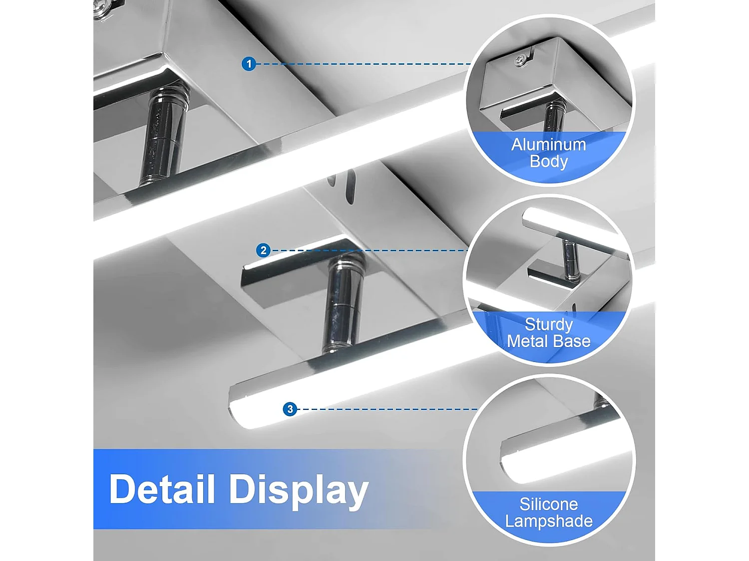Plafonnier LED Rotatif 2 Lumières 15W 1350LM Blanc Froid 6500K - Luminaire Moderne pour Salon, Chambre, Cuisine (83cm)