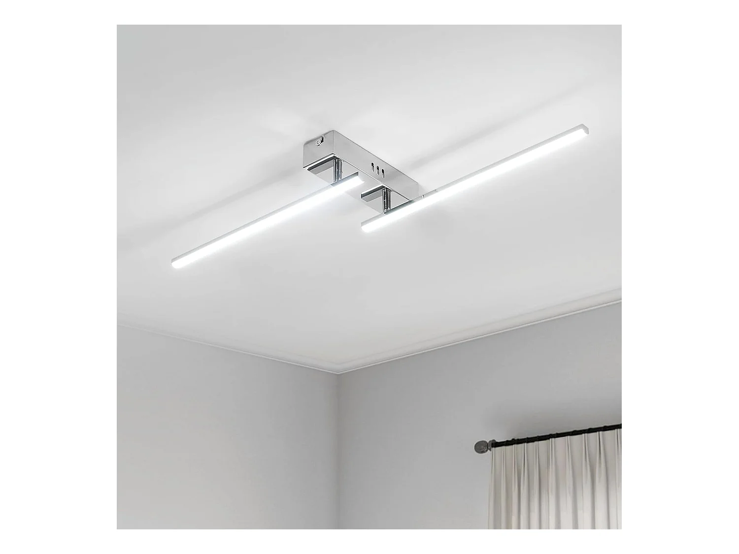 Plafonnier LED Rotatif 2 Lumières 15W 1350LM Blanc Froid 6500K - Luminaire Moderne pour Salon, Chambre, Cuisine (83cm)