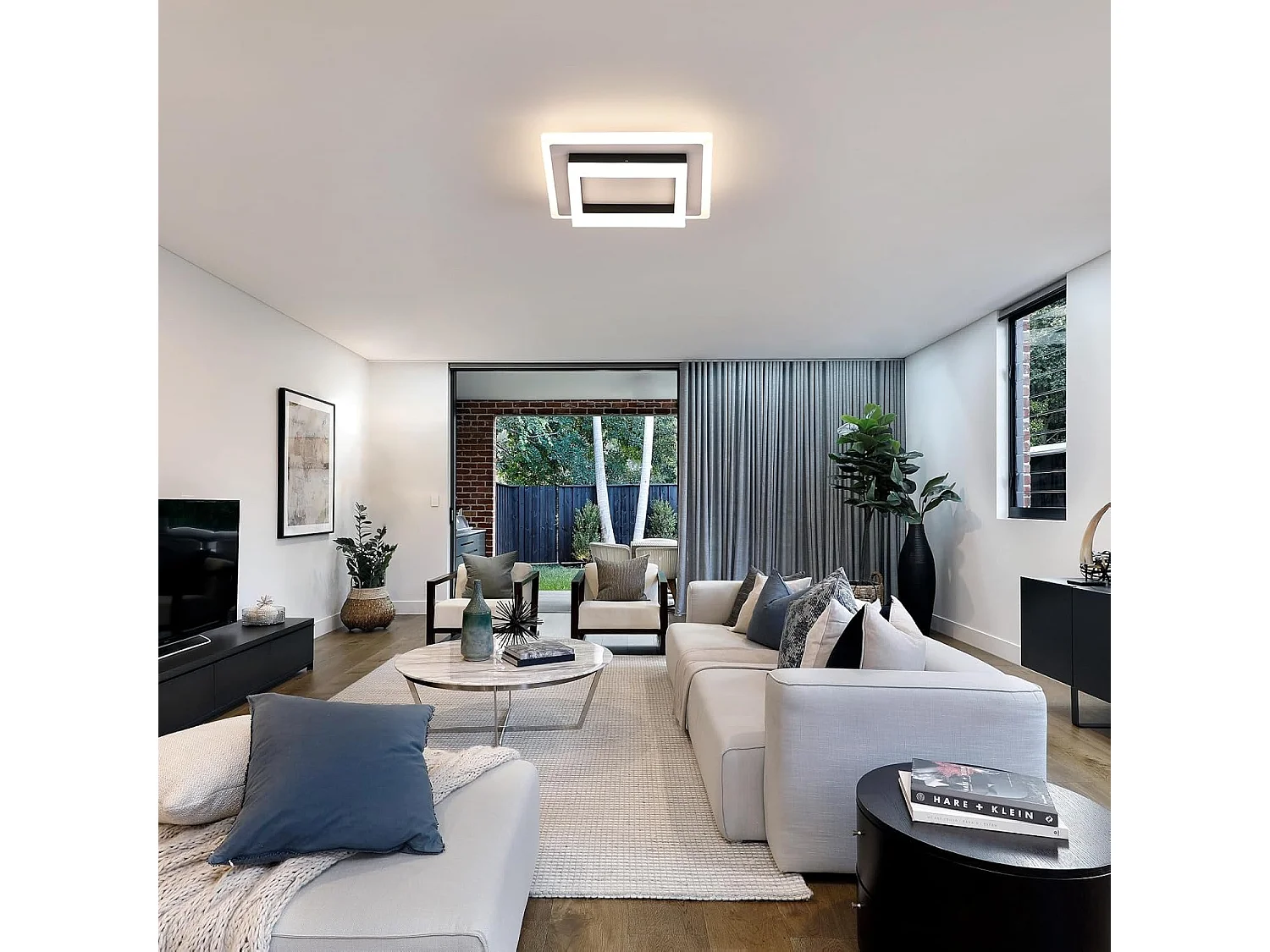 Plafonnier LED Carré Noir Moderne 24W 2700LM 4500K - Salon, Couloir, Salle de Bain, Cuisine - Lumière Neutre 20cm