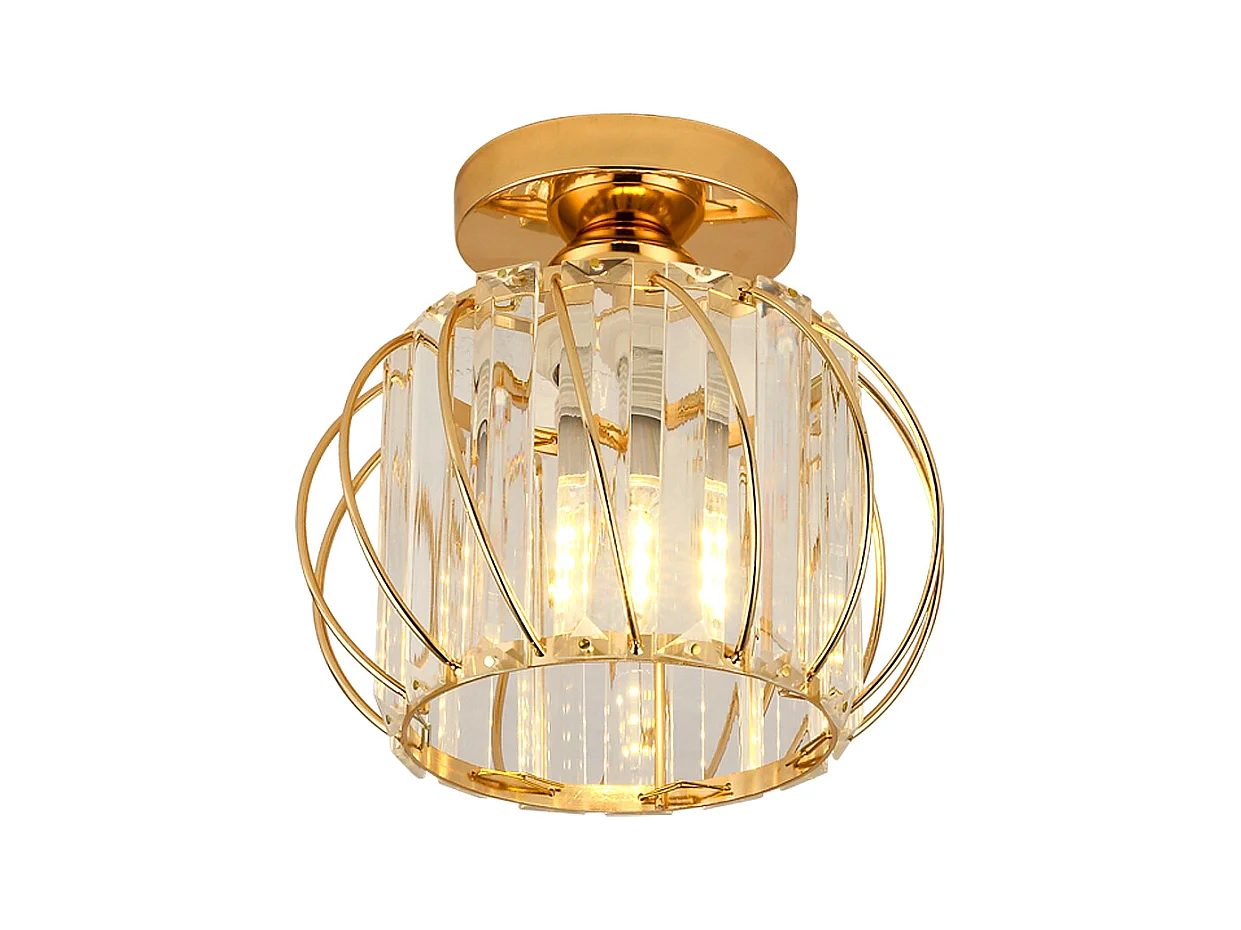 PLAFONNIER EN CRISTAL LUXUEUX AVEC BORDURE DORÉE