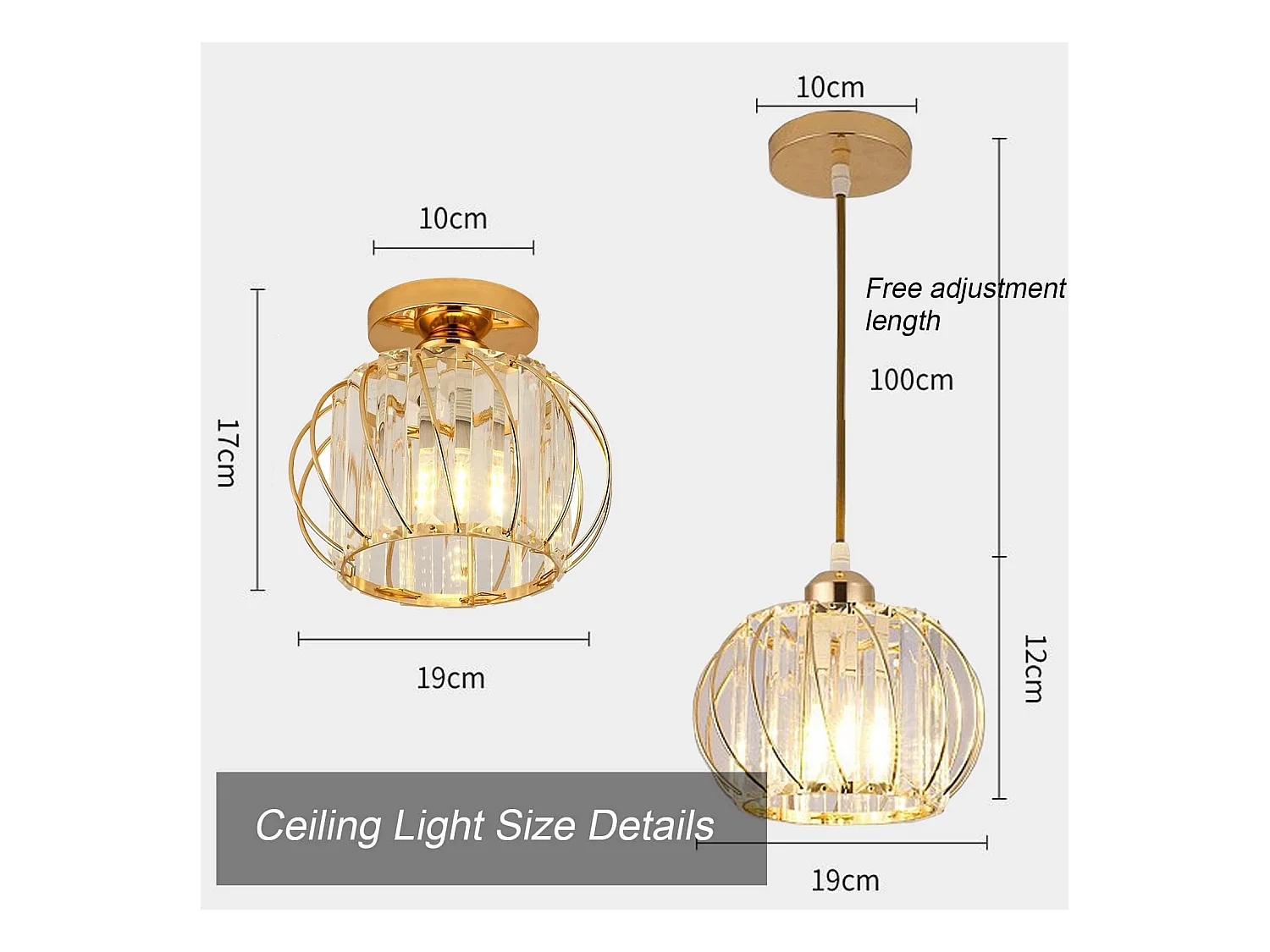 PLAFONNIER EN CRISTAL LUXUEUX AVEC BORDURE DORÉE