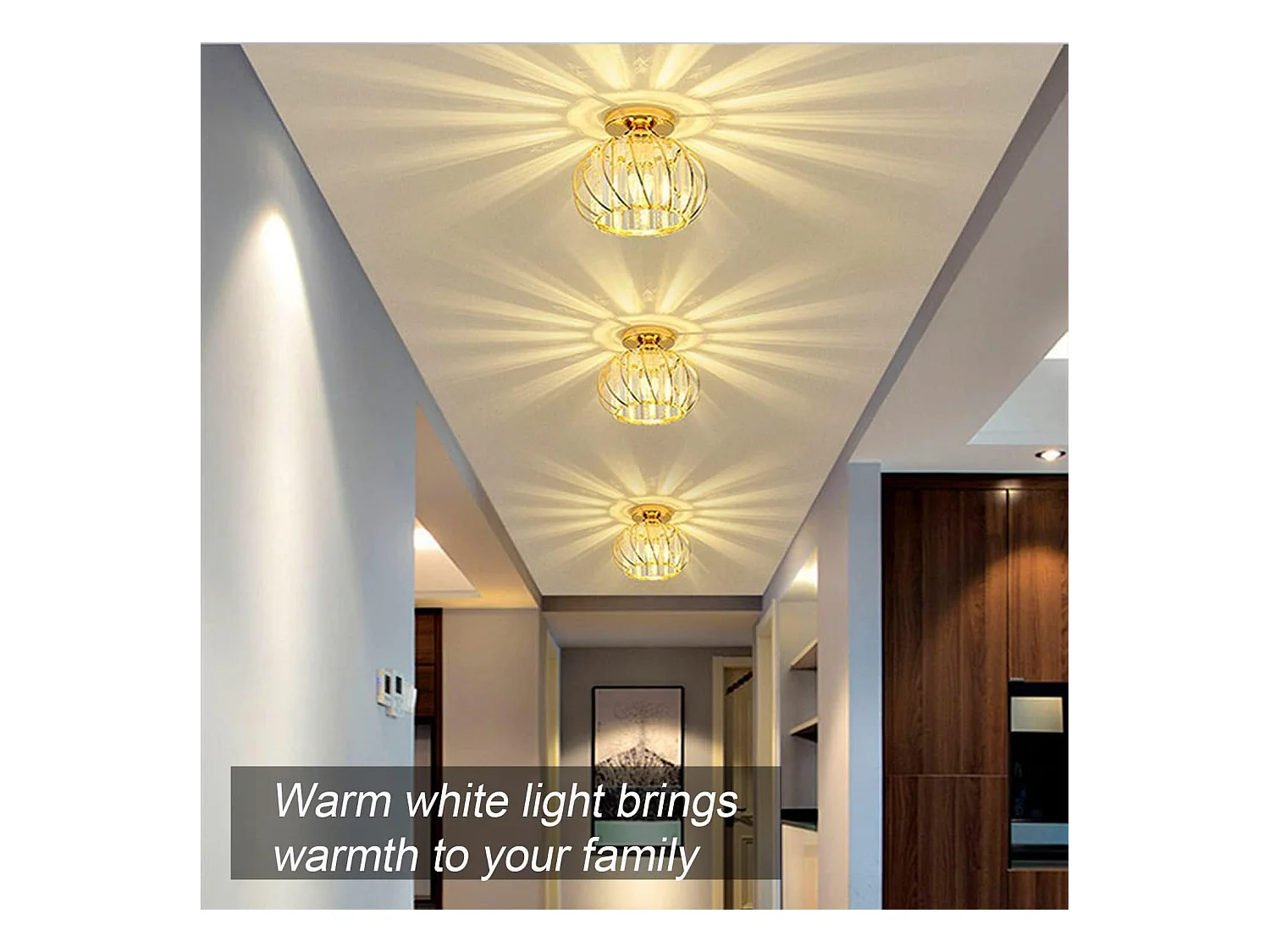 PLAFONNIER EN CRISTAL LUXUEUX AVEC BORDURE DORÉE