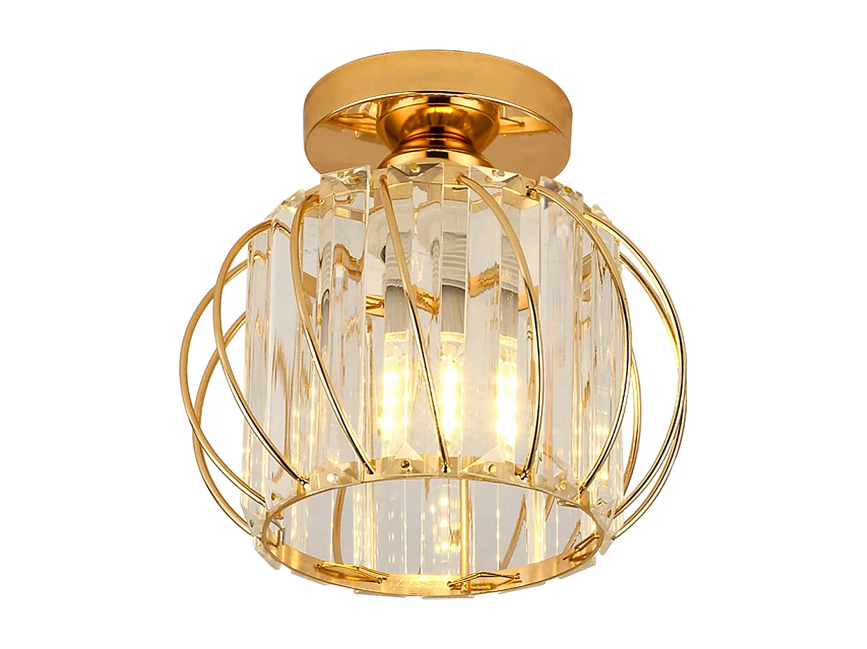 PLAFONNIER EN CRISTAL LUXUEUX AVEC BORDURE DORÉE