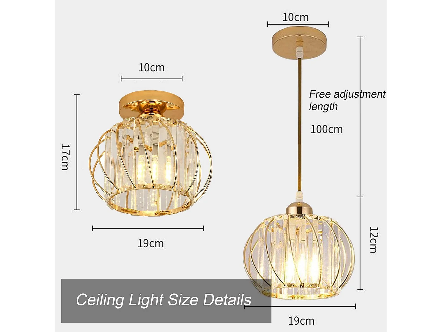 PLAFONNIER EN CRISTAL LUXUEUX AVEC BORDURE DORÉE