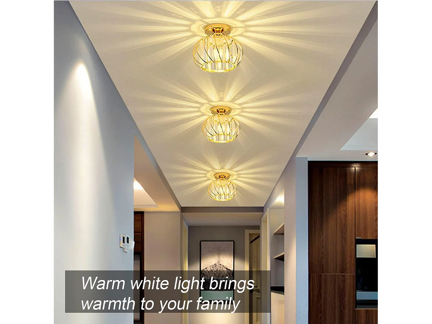 PLAFONNIER EN CRISTAL LUXUEUX AVEC BORDURE DORÉE