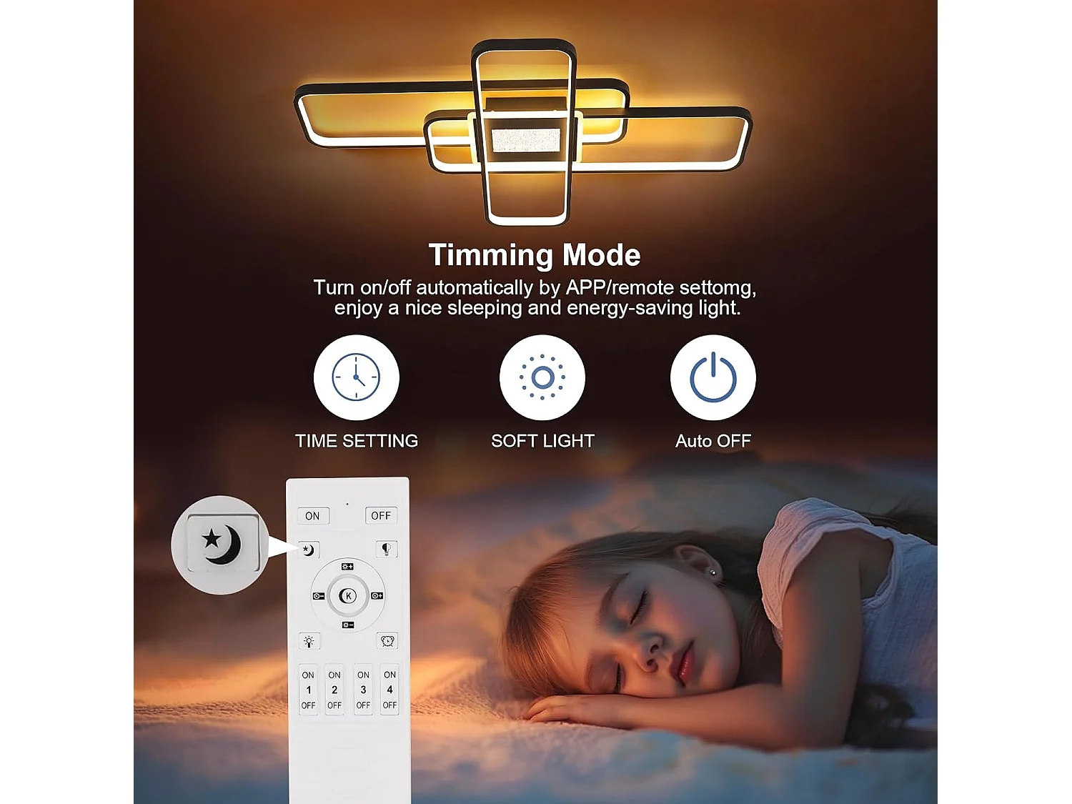 3 Plafonniers LED Carrés Gradables avec Télécommande et App - 56W 5040LM Design Moderne en Aluminium Noir - 90cm pour Chambre, Salon