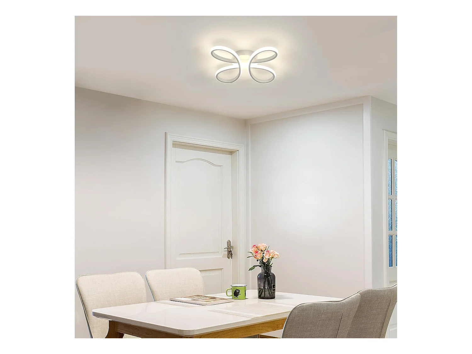 Plafonnier LED Moderne, 30W 3400LM Lampe de Plafond, Luminaire Plafonnier LED pour Chambre salon, Salle à manger Cuisine, Lumière Neutre 4500K, 30cm, Blanc