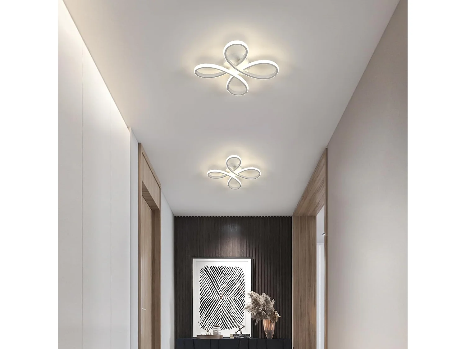 Plafonnier LED Moderne, 30W 3400LM Lampe de Plafond, Luminaire Plafonnier LED pour Chambre salon, Salle à manger Cuisine, Lumière Neutre 4500K, 30cm, Blanc