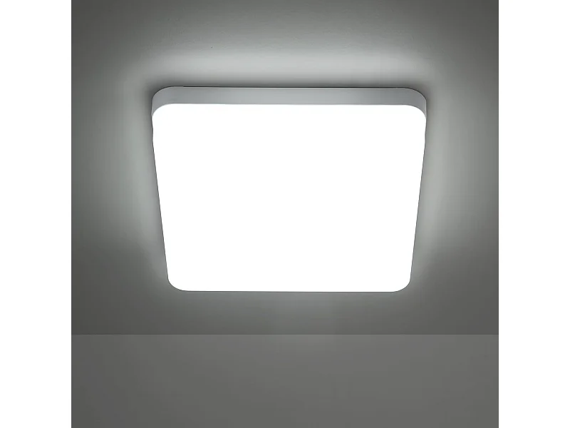 Plafonnier LED pour salle de bain, 24W IP44 Plafonnier LED carré moderne, 6500K Cool White, 18cm