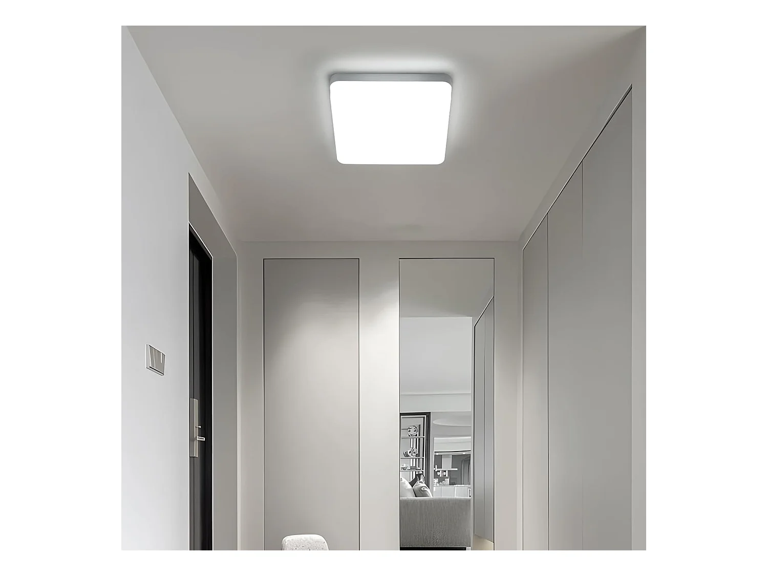 Plafonnier LED pour salle de bain, 24W IP44 Plafonnier LED carré moderne, 6500K Cool White, 18cm