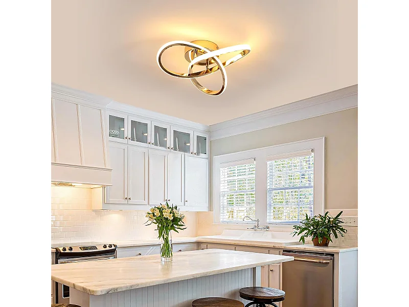 Plafonnier LED Moderne, 30W 3375LM Lampe de Plafond LED, Luminaire Plafonnier pour Chambre, Salon, Salle à Manger, Couloir, Lumière Blanche Chaude 3000K, Or