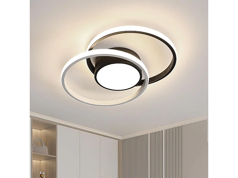 Plafonnier LED Moderne 42W 4725LM (4500K Lumière Naturelle) - Lampe de Plafond Rond Créatif Noir pour Salon, Chambre, Bureau, Couloir