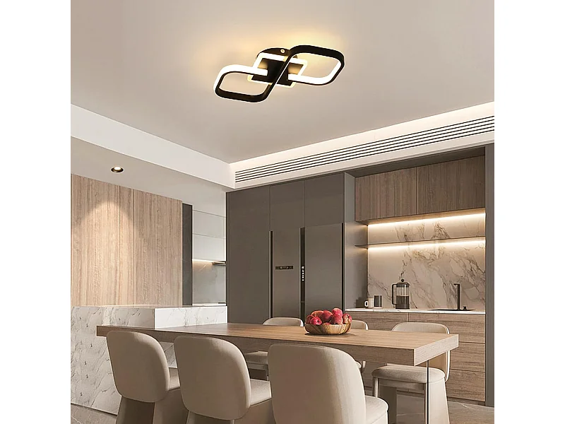 Plafonnier LED Moderne 36W 4050LM, Luminaire Noir 40.5CM, Éclairage de Plafond Carré Acrylique pour Salon Chambre Cuisine Salle à Manger, Blanc Chaud 3000K