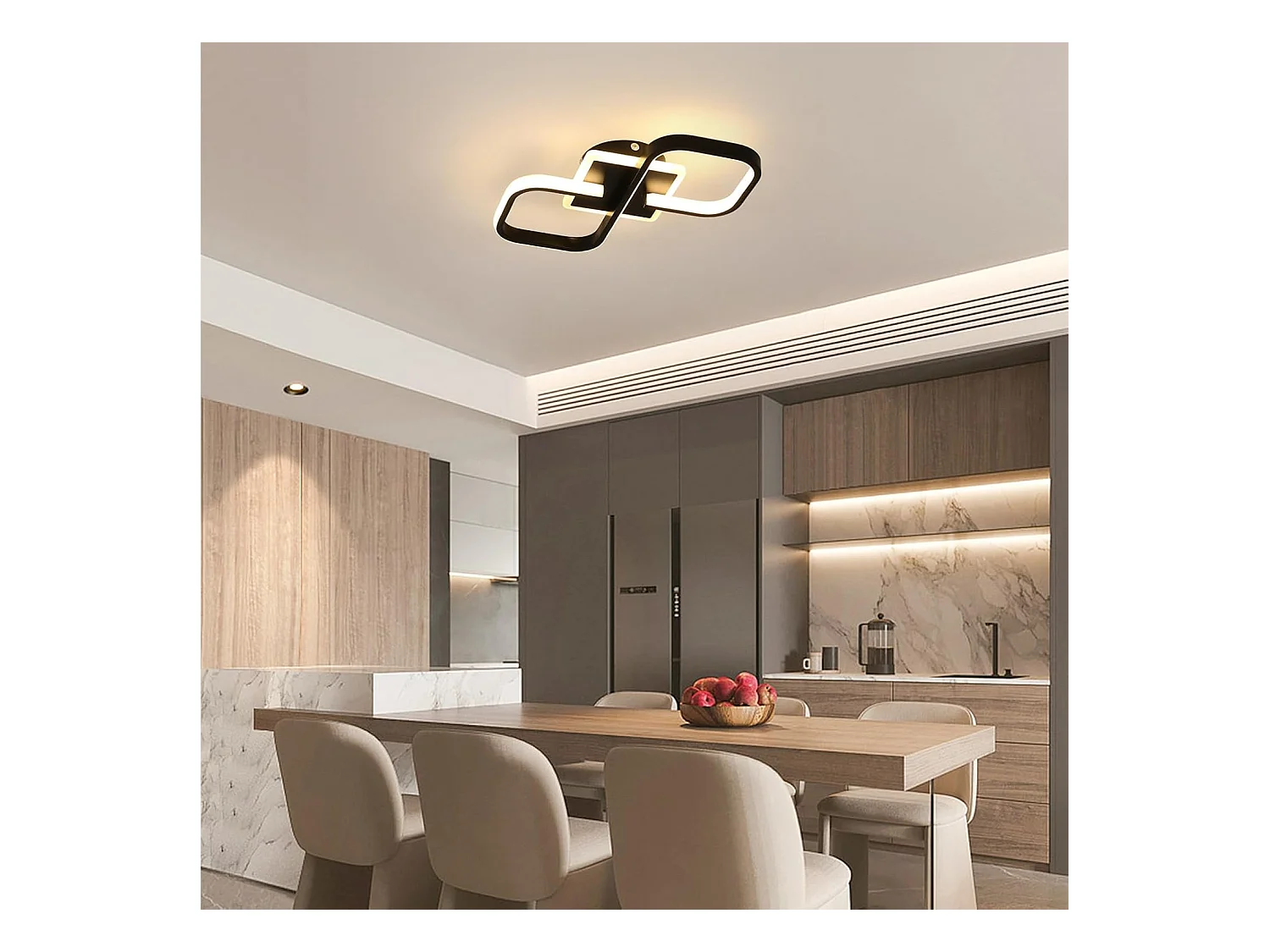 Plafonnier LED Moderne 36W 4050LM, Luminaire Noir 40.5CM, Éclairage de Plafond Carré Acrylique pour Salon Chambre Cuisine Salle à Manger, Blanc Chaud 3000K