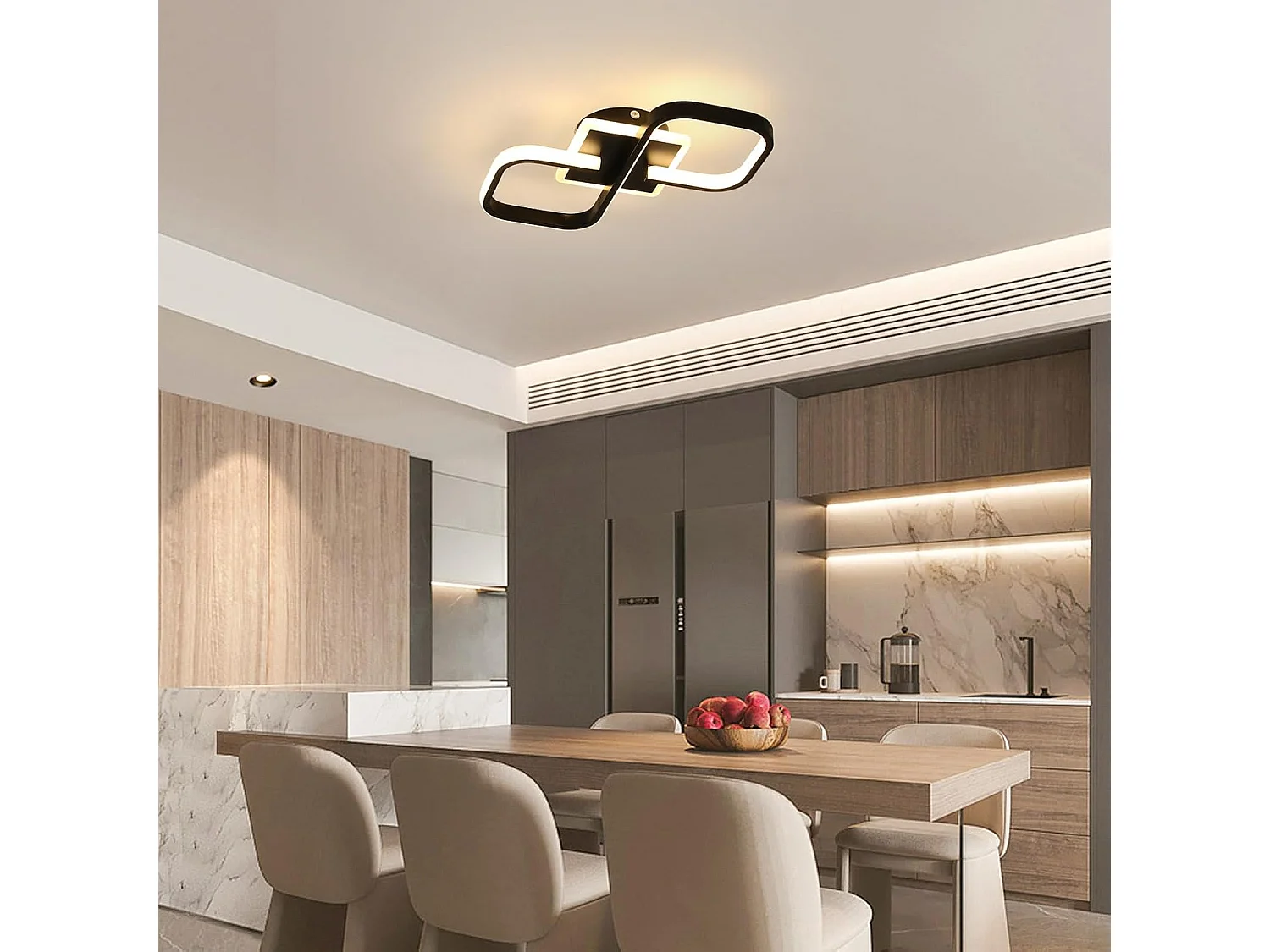 Plafonnier LED Moderne 36W 4050LM, Luminaire Noir 40.5CM, Éclairage de Plafond Carré Acrylique pour Salon Chambre Cuisine Salle à Manger, Blanc Chaud 3000K