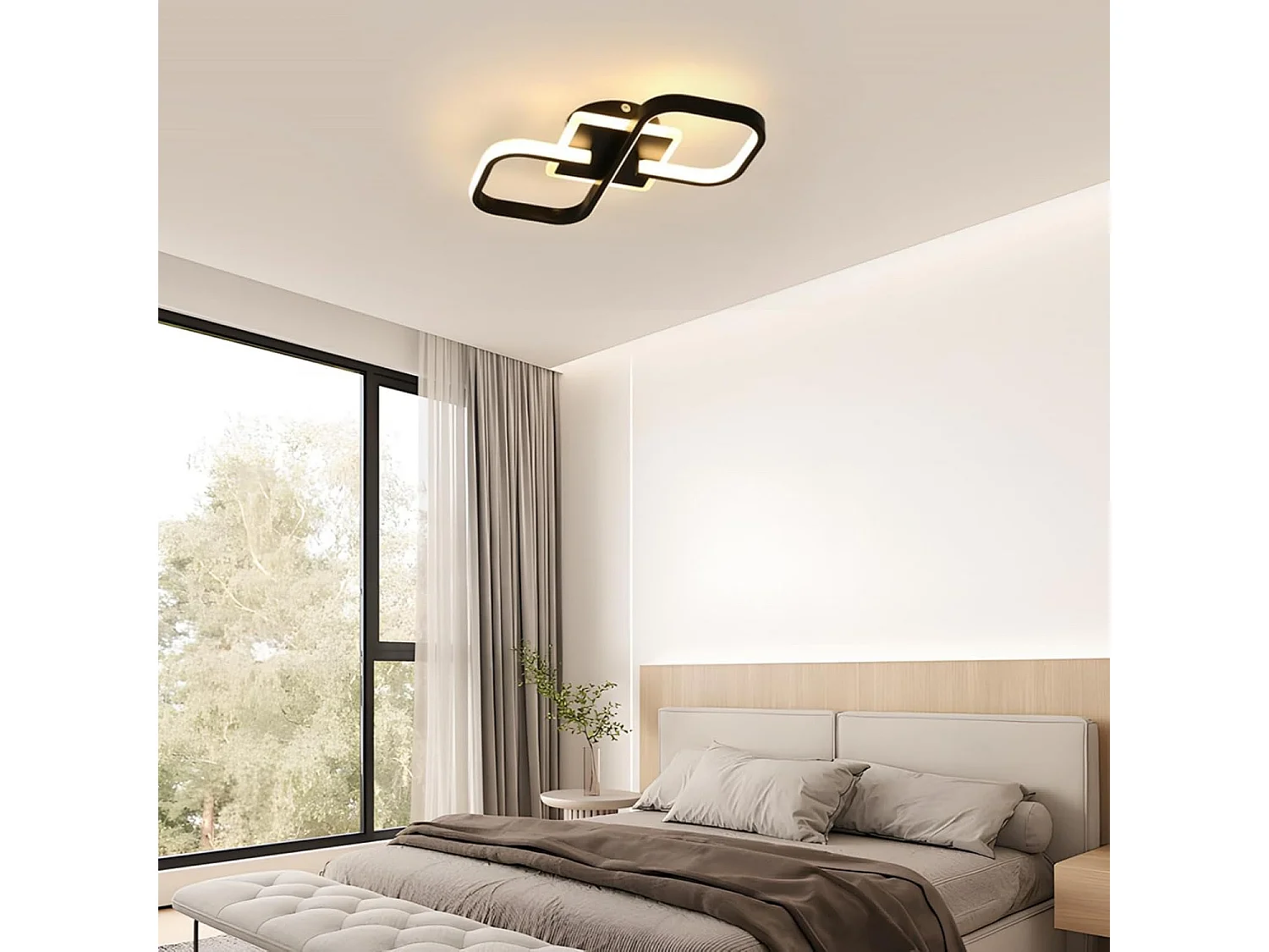 Plafonnier LED Moderne 36W 4050LM, Luminaire Noir 40.5CM, Éclairage de Plafond Carré Acrylique pour Salon Chambre Cuisine Salle à Manger, Blanc Chaud 3000K