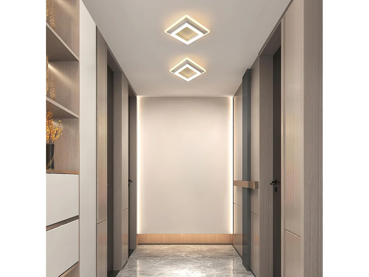 Plafonnier LED Carré en Acrylique Moderne 24W 2700LM 3000K - Chambre, Salon, Couloir, Bureau - Lumière Blanche Chaude