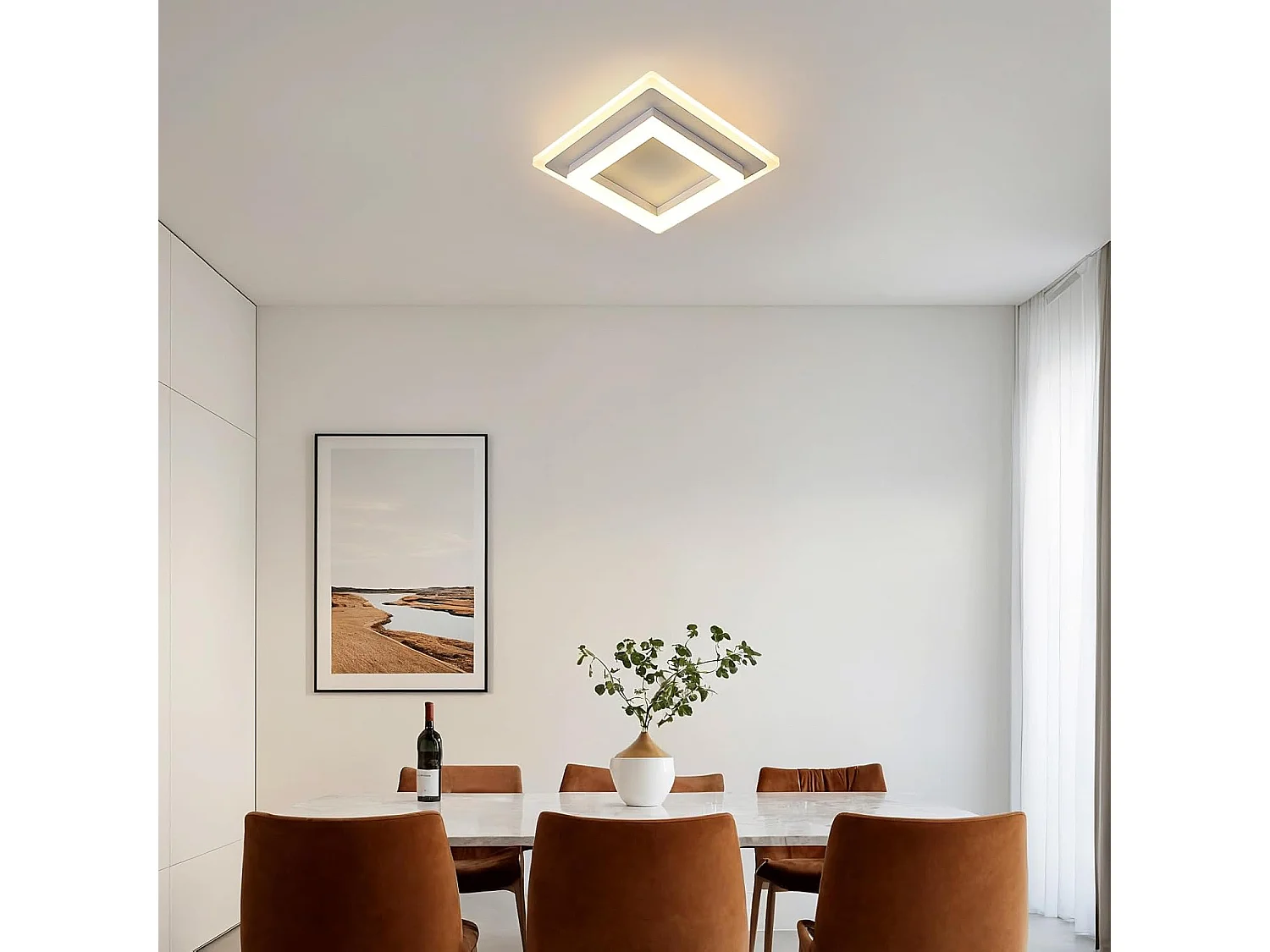 Plafonnier LED Carré en Acrylique Moderne 24W 2700LM 3000K - Chambre, Salon, Couloir, Bureau - Lumière Blanche Chaude