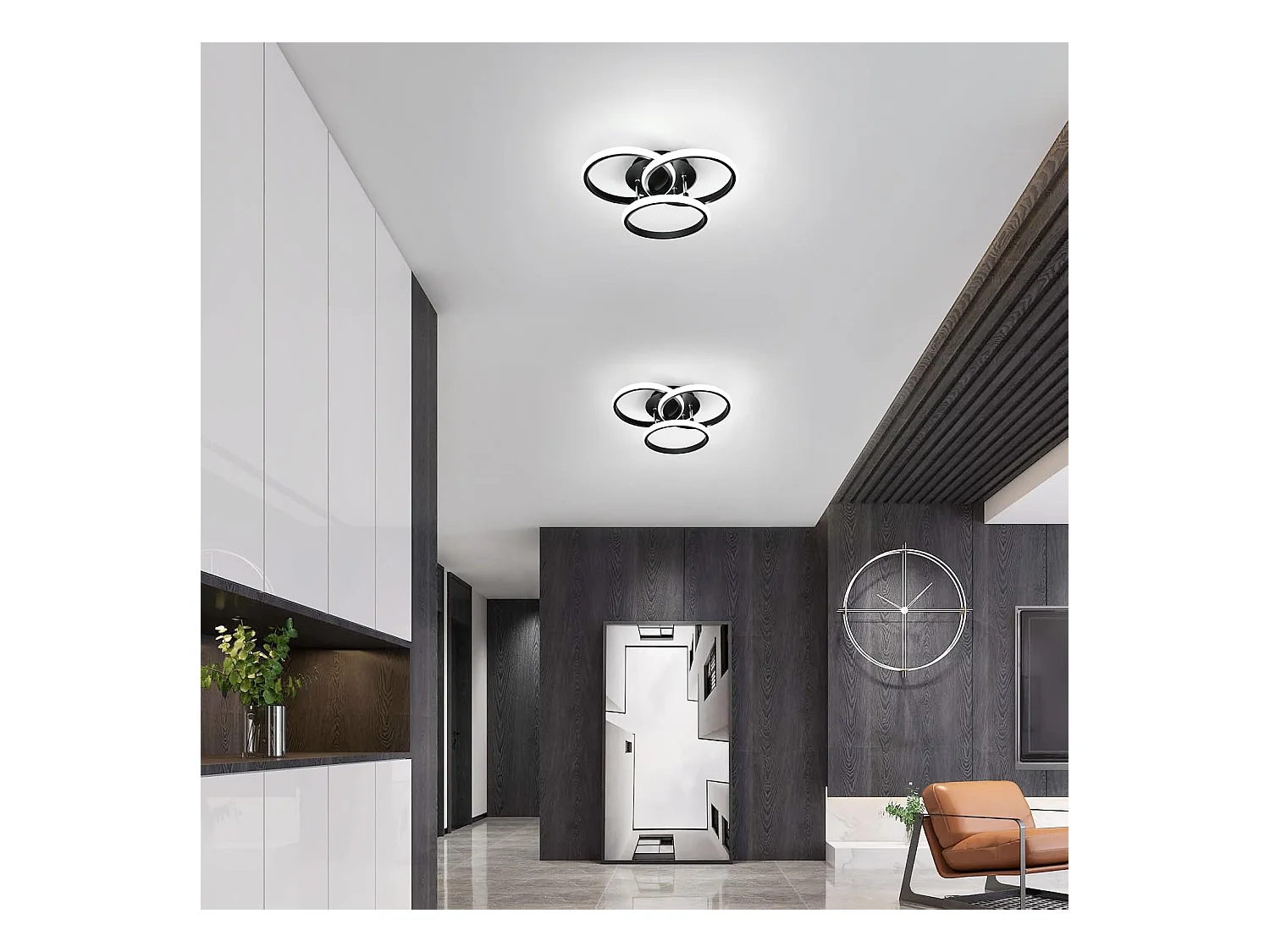 Plafonnier LED rond dimmable 42W 4500LM 40cm, télécommande incluse, luminosité réglable 3000K-6500K, pour chambre et salon