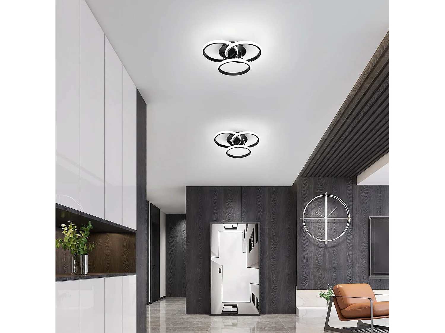 Plafonnier LED rond dimmable 42W 4500LM 40cm, télécommande incluse, luminosité réglable 3000K-6500K, pour chambre et salon