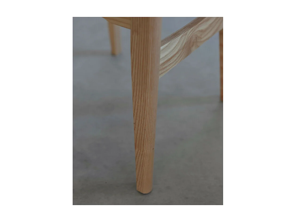 Lot de 2 chaises en bois massif, dossier en cannage et assise en tissu chiné gris