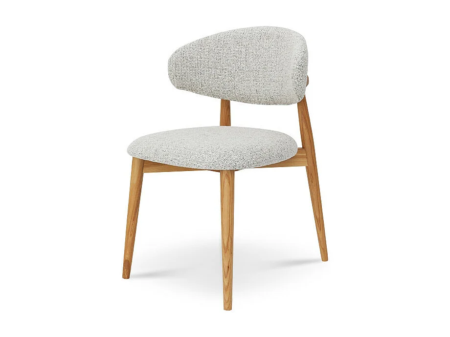 Lot de 2 chaises Skandi en bois massif et assise en tissu chiné gris