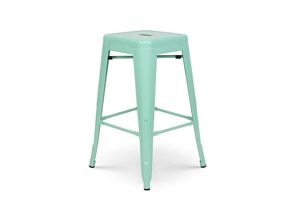 Lot de 4 tabourets de bar style industriel vert clair brillant  Hauteur 66cm