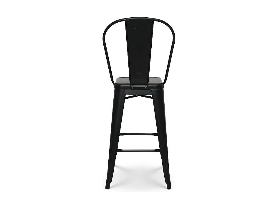 Lot de 4 tabourets de bar en métal noir mat style industriel - Dossier haut - Hauteur 66cm