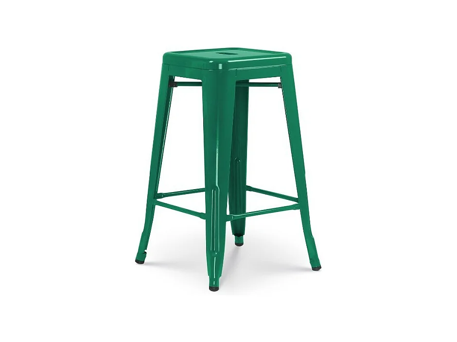 Lot de 4 tabourets de bar style industriel vert sapin brillant - Hauteur 66 cm