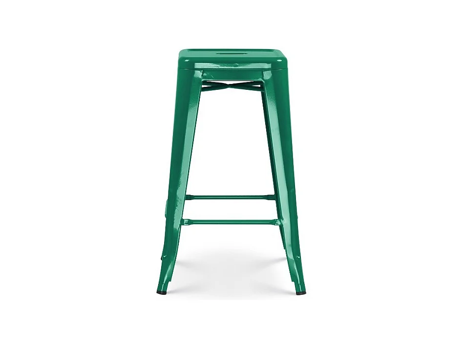 Lot de 4 tabourets de bar style industriel vert sapin brillant - Hauteur 66 cm