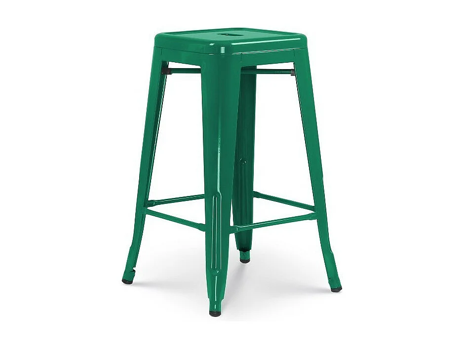Lot de 4 tabourets de bar style industriel vert sapin brillant - Hauteur 66 cm