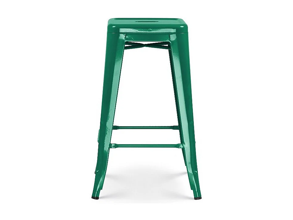 Lot de 4 tabourets de bar style industriel vert sapin brillant - Hauteur 66 cm
