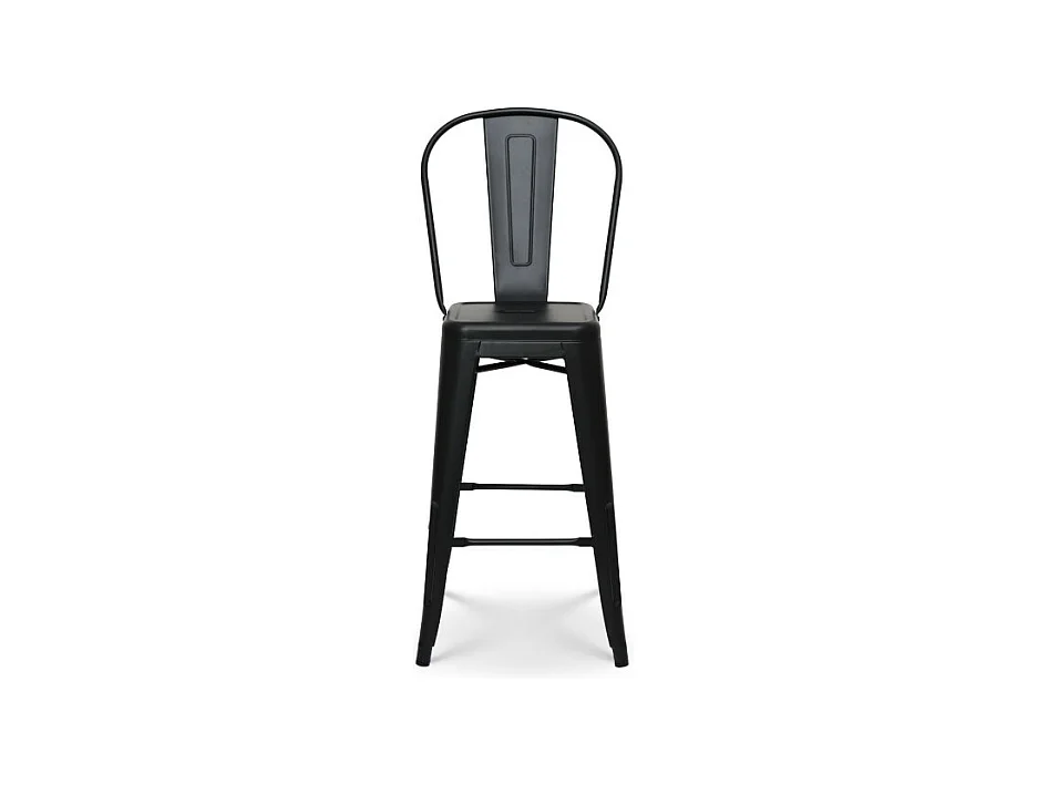 Tabouret de bar en métal noir mat style industriel - Dossier haut - Hauteur 66cm
