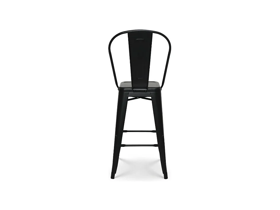 Tabouret de bar en métal noir mat style industriel - Dossier haut - Hauteur 66cm