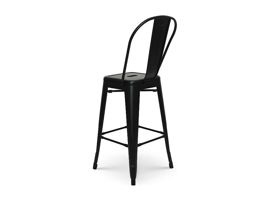 Tabouret de bar en métal noir mat style industriel - Dossier haut - Hauteur 66cm