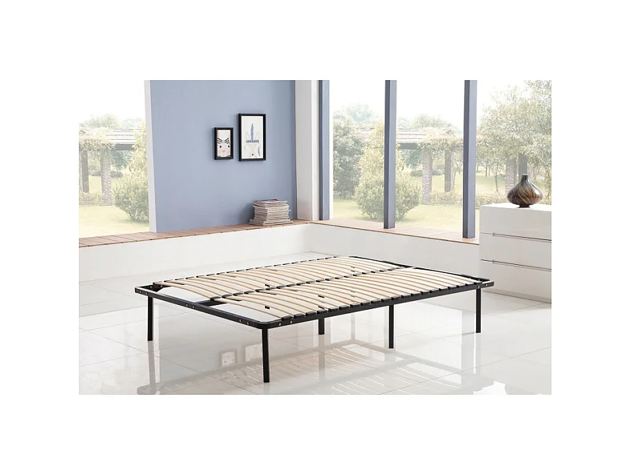 Sommier à lattes 160x190 cm sur pieds pour lit 2 places