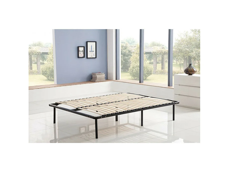 Sommier à lattes 140x190 cm sur pieds pour lit 2 places