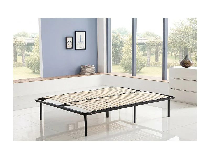 Sommier à lattes 140x190 cm sur pieds pour lit 2 places