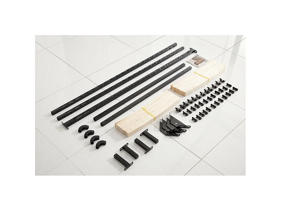 Sommier à Lattes en kit 140x190 cm sur Pieds pour lit 2 Places