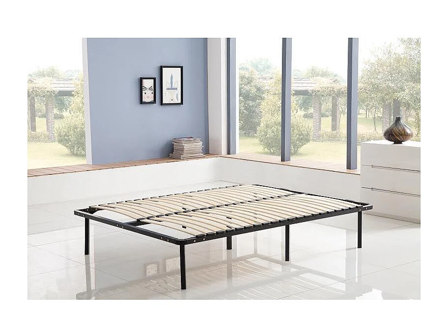 Sommier à Lattes en kit 140x190 cm sur Pieds pour lit 2 Places