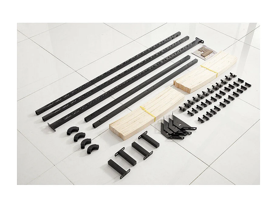 Sommier à Lattes en kit 140x190 cm sur Pieds pour lit 2 Places