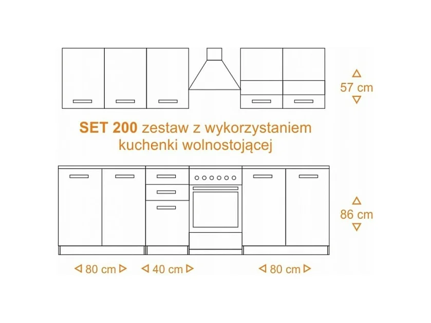 Meble Kuchenne Katia SET200 | Dąb Artisan/Biały | 200x60x180 cm | Zestaw Mebli Kuchennych