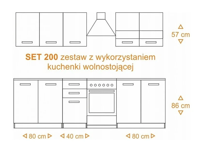 Meble Kuchenne Katia SET200 | Dąb Artisan/Biały | 200x60x180 cm | Zestaw Mebli Kuchennych