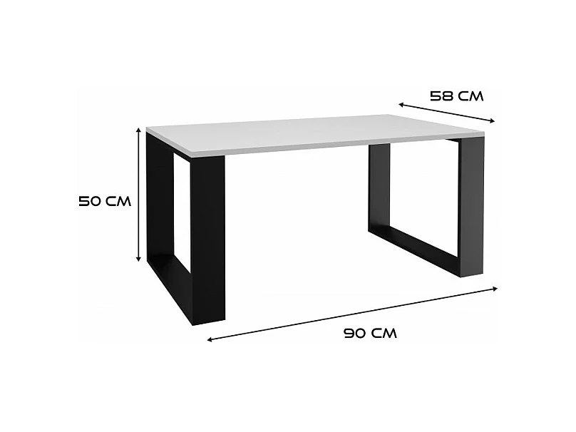 Ława Modern | Biały Czarny Stolik Kawowy | 90x58x50 |Nowoczesna Ława