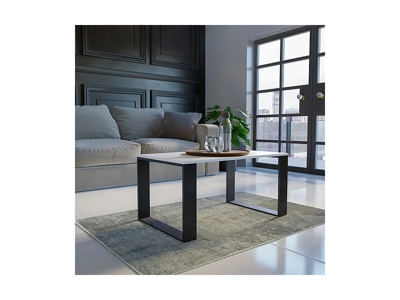 Ława Modern | Biały Czarny Stolik Kawowy | 90x58x50 |Nowoczesna Ława
